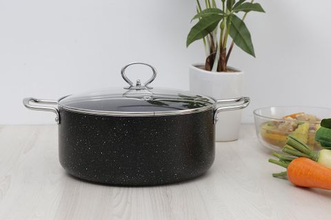 Nồi nhôm chống dính nắp kính 26 cm Delites NDE
