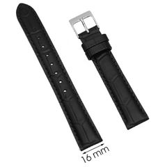  Dây da đồng hồ size 16mm Đen L021-03-16 
