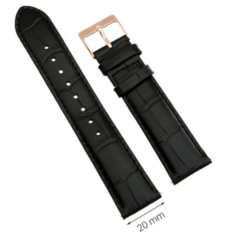 Dây da đồng hồ size 20mm Đen L023-07