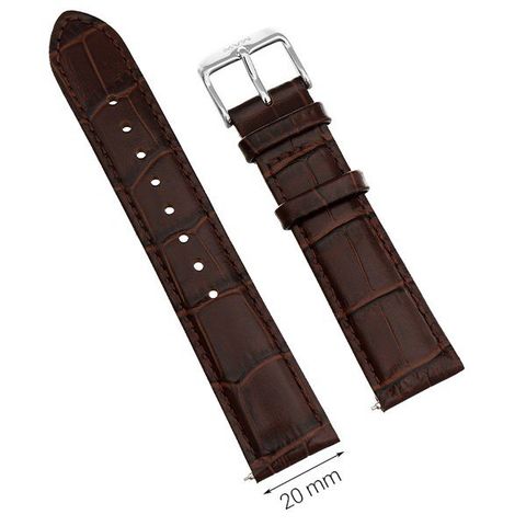 Dây da đồng hồ size 20mm Nâu L023-03