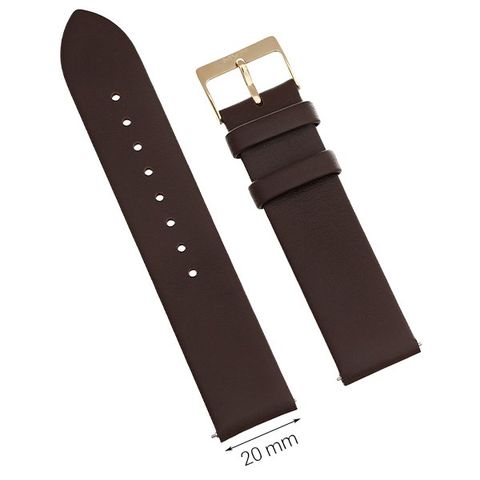 Dây da đồng hồ size 20mm Nâu L023-04