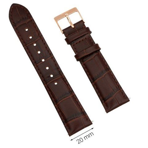 Dây da đồng hồ size 20mm Nâu L023-06