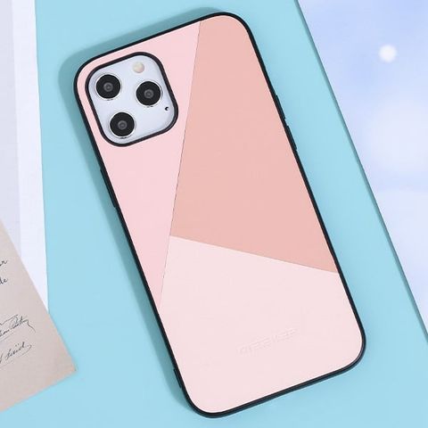 Ốp lưng iPhone 12 Pro Max Nhựa cứng viền dẻo Mixed color leather case MEEKER Hồng