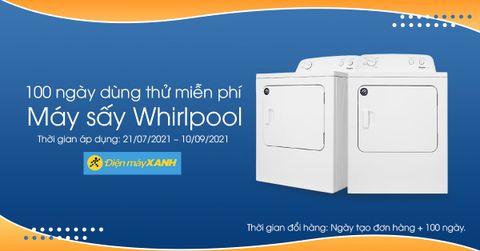 100 ngày dùng thử miễn phí Máy sấy quần áo Whirlpool