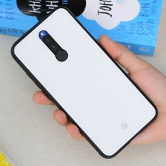  Ốp lưng Redmi 8 nhựa cứng viền dẻo Glass Duo JM Trắng 