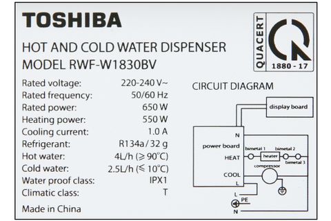 Máy nước nóng lạnh Toshiba RWF-W1830BV(W) Trắng