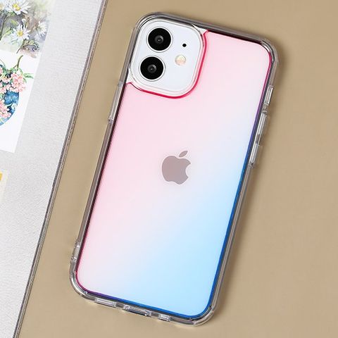 Ốp lưng iPhone 12 Mini Nhựa cứng viền dẻo Berty JM Hồng Xanh
