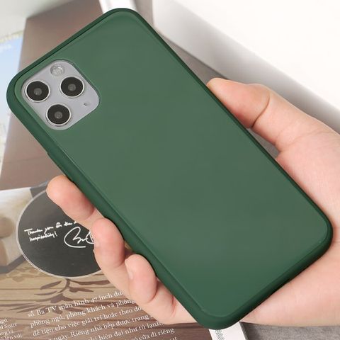 Ốp lưng iPhone 11 Pro nhựa cứng viền dẻo Tempered Glass silk OSMIA Xanh Bóng Đêm