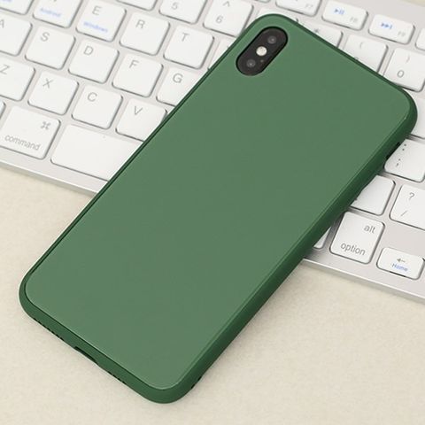 Ốp lưng iPhone Xs Max nhựa cứng viền dẻo Tempered Glass silk OSMIA Xanh bóng đêm