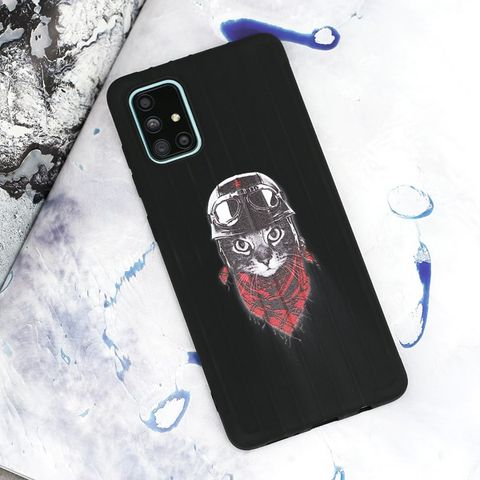 Ốp lưng Galaxy A71 Nhựa dẻo Luggage Matte TPU Printing MEEKER CN04200108 Mèo đen