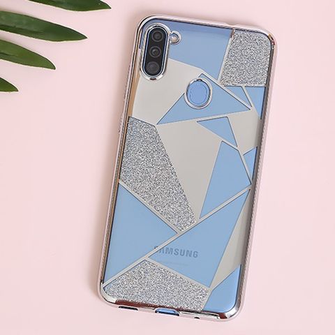 Ốp lưng Galaxy A11 nhựa dẻo Geometry OSMIA Bạc