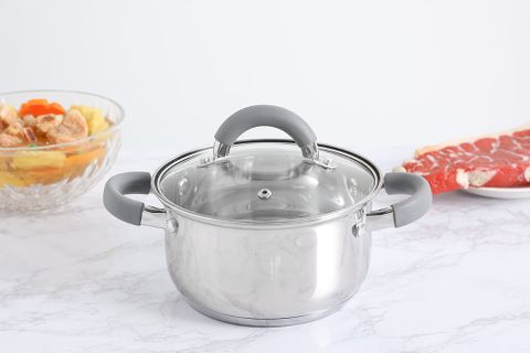 Nồi inox 3 đáy nắp kính 26 cm Hommy CW-S042-16