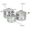 Bộ 3 nồi inox 5 đáy nắp kính Kalite KL-333