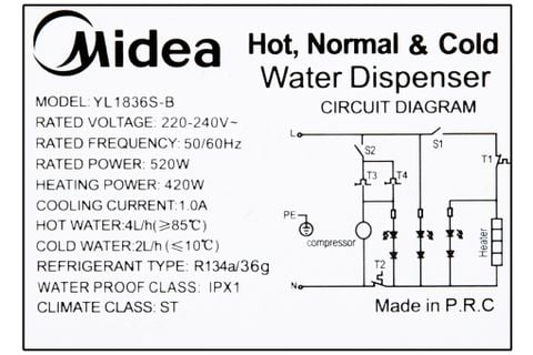 Máy nước nóng lạnh Midea YL1836S-B (IMEI)