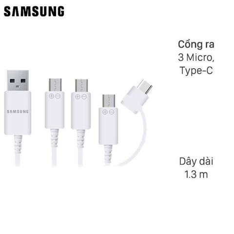 Cáp 3 đầu 3 Micro 1 Type-C 1.3 m Samsung MN930G