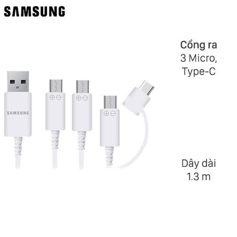 Cáp 3 đầu 3 Micro 1 Type-C 1.3 m Samsung MN930G