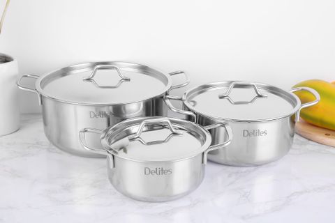 Bộ 3 nồi inox nắp inox Delites NR002-B3