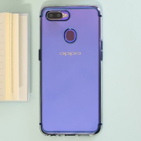 Ốp lưng Oppo F9 nhựa dẻo Electroplate case 2 OSMIA Xanh Navy