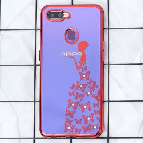 Ốp lưng Oppo F9 Nhựa dẻo Electroplating đầm dạ hội COSANO đỏ