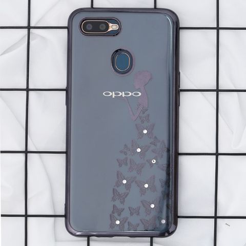 Ốp lưng Oppo A7 Nhựa dẻo Electroplating đầm dạ hội COSANO đen