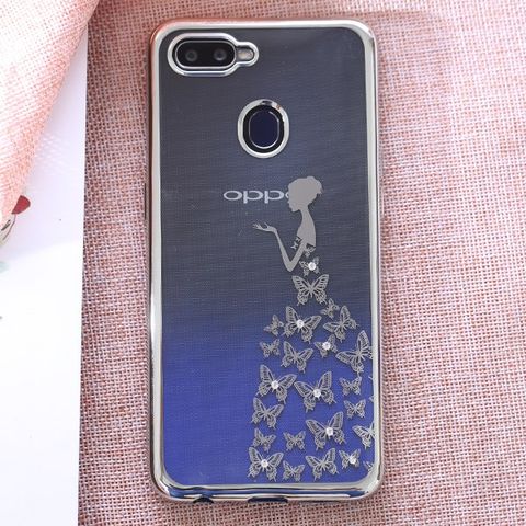 Ốp lưng Oppo F9 Nhựa dẻo Electroplating đầm dạ hội COSANO bạc