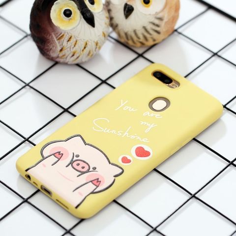 Ốp lưng Oppo A7 Nhựa dẻo Emboss printing OSMIA CKTG511 Heo vàng