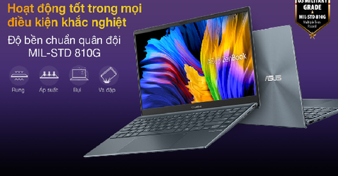Laptop Asus ZenBook thiết kế nhỏ gọn, bền chuẩn quân đội dưới 25 triệu