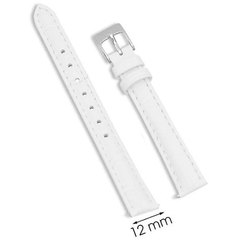 Dây da đồng hồ size 12mm Trắng L009-01-12