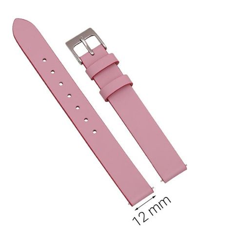 Dây da đồng hồ size 12mm Hồng L020-01-12