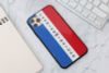 Ốp lưng iPhone 11 Pro Max nhựa cứng viền dẻo Tempered glass OSMIA Xanh navy đỏ