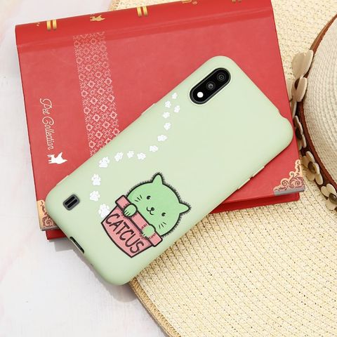 Ốp lưng Galaxy A01 Nhựa dẻo SOLID PRINT II JM Mèo Catcus