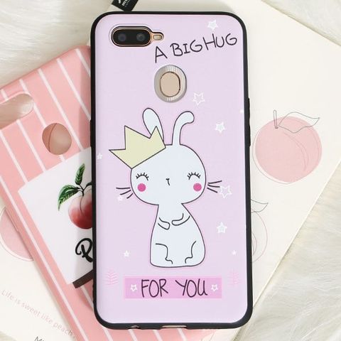 Ốp lưng Oppo A7 nhựa dẻo TPU printing MEEKER TSK020 Thỏ hồng