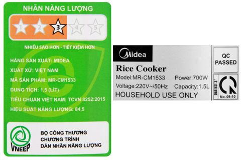 Nồi cơm nắp gài Midea MR-CM1533