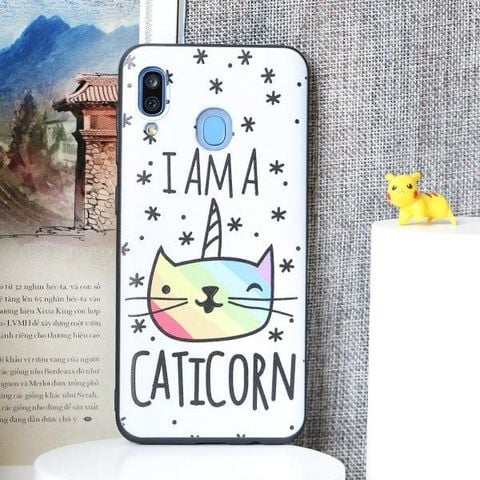 Ốp lưng Galaxy A30 dẻo Solid Printing MEEKER TKS102 Caticorn Trắng