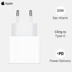  Adapter Sạc Type C 20W dùng cho iPhone/iPad Apple MHJE3 Trắng 