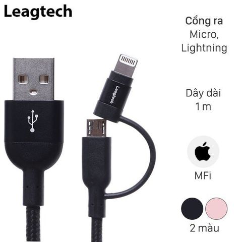 Cáp 2 in 1 1m MFI Leagtech LTDM-01 Đen