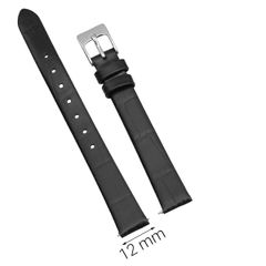  Dây da đồng hồ size 12mm Đen L012-01-12 