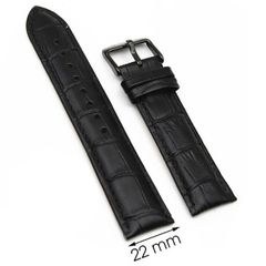  Dây da đồng hồ G024 Đen size 22mm 