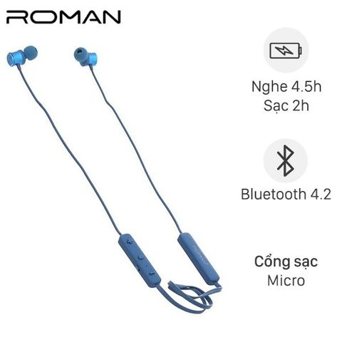 Tai nghe Bluetooth Roman S205 Xanh