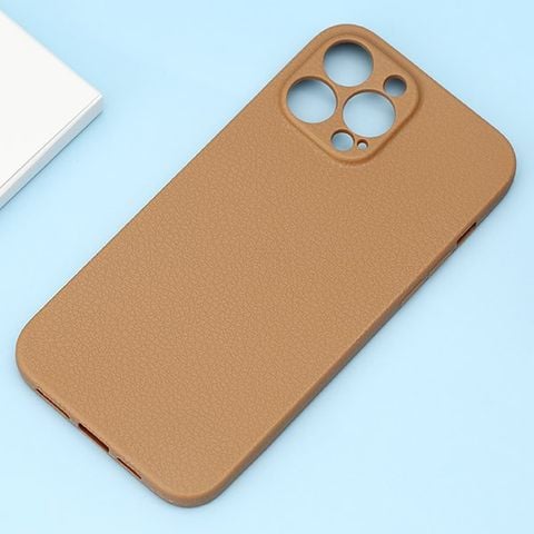 Ốp lưng iPhone 13 Pro Max nhựa dẻo Litchi Grain OSMIA Nâu