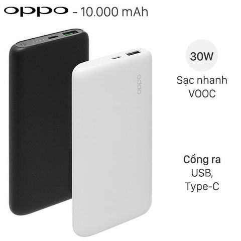 Pin sạc dự phòng Polymer 10.000mAh Type C PD QC3.0 VOOC 30W OPPO PBV02