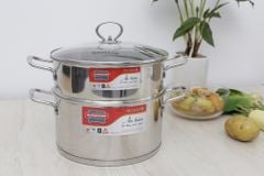  Bộ nồi xửng inox 5 đáy nắp kính 24 cm Sunhouse SSP25124 