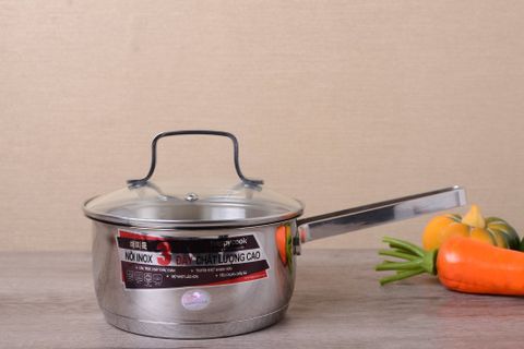 Quánh inox 3 đáy nắp kính 16 cm HappyCook Q16 MLGP