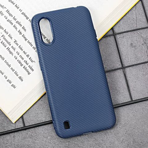 Ốp lưng Galaxy A01 nhựa dẻo Paint Carbon Fibre TPU COSANO Navy