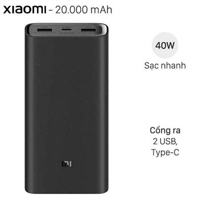 Pin sạc dự phòng Polymer 20.000 mAh Xiaomi Type C PowerBank 3 Pro VXN4254GL