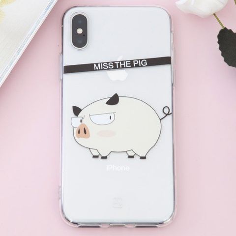 Ốp lưng iPhone X Nhựa dẻo in hình Simple JM Heo vàng Pbag
