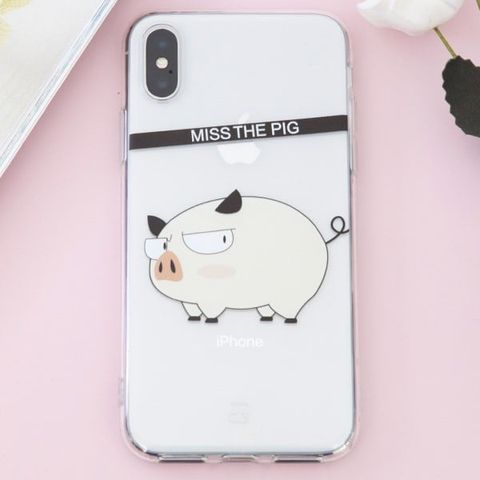 Ốp lưng iPhone X Nhựa dẻo in hình Simple JM Heo vàng Pbag
