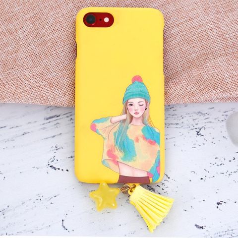 Ốp lưng iPhone 7 - iPhone 8 Nhựa cứng Simple Tassel in hình OSMIA CK170507 Cô gái nón xanh