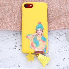  Ốp lưng iPhone 7 - iPhone 8 Nhựa cứng Simple Tassel in hình OSMIA CK170507 Cô gái nón xanh 