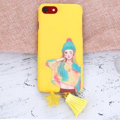  Ốp lưng iPhone 7 - iPhone 8 Nhựa cứng Simple Tassel in hình OSMIA CK170507 Cô gái nón xanh 